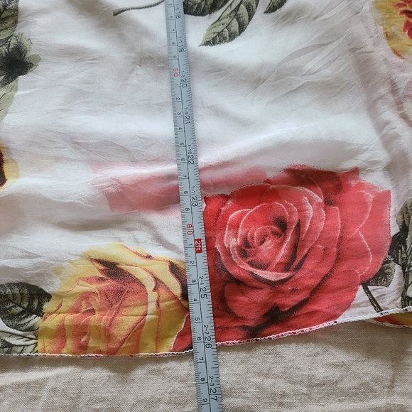 M Made in Italy Women's Silk Floral Roses Sheer Tie Back Sleeveless Blouse - Picture 5 of 14